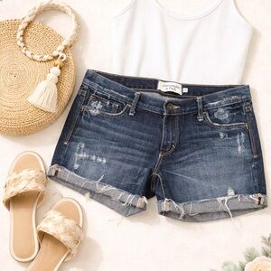 Abercrombie & Fitch Distressed Denim Shorts Frayed Hem Low Rise Size 4